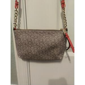 Calvin Klein Crossbody Monogram Logo Women’s Crossbody Bag Beige & Orange EUC